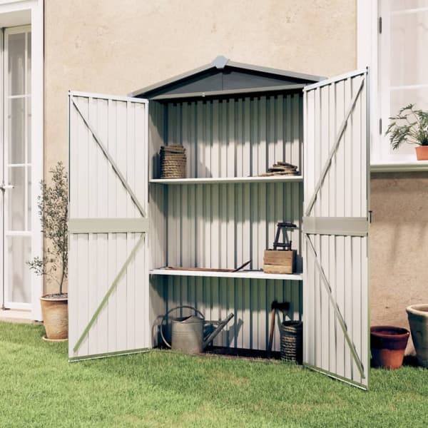 Skure & Redskabsskure - Living haveskur 116x45x175 cm galvaniseret stål grå