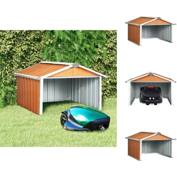 Skure & Redskabsskure - Living garage til robotplæneklipper 92x97x63 cm galvaniseret stål brun