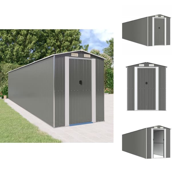 Skure & Redskabsskure - Living haveskur 192x855x223 cm galvaniseret stål lysegrå