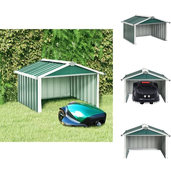 Skure & Redskabsskure - Living garage til robotplæneklipper 92x97x63 cm galvaniseret stål grøn