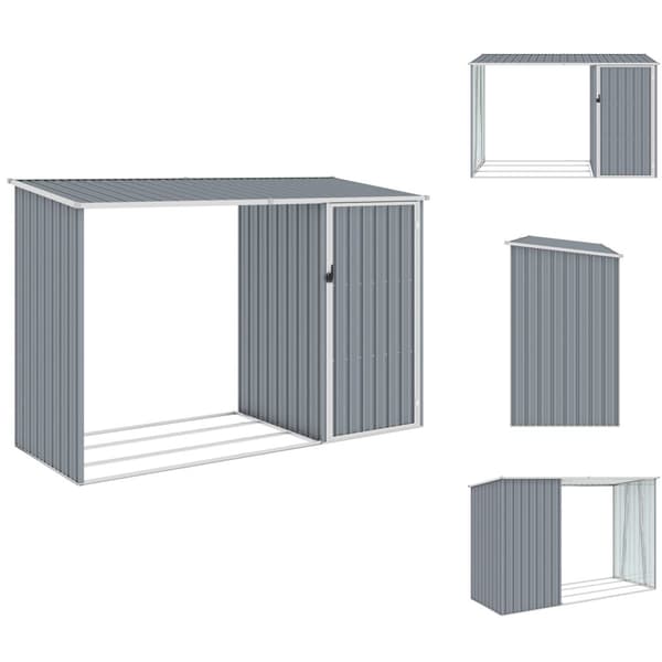 Skure & Redskabsskure - Living brændeskur 245x98x159 cm galvaniseret stål grå
