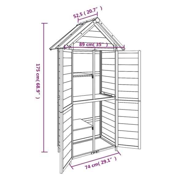 Skure & Redskabsskure - Living redskabsskur til haven 89x52,5x175 cm massivt fyrretræ brun