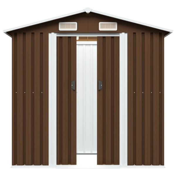 Förvaringsbod brun 204x132x186 cm stål - Trädgårdsskjul - Trädgårdsbod - Home & Living