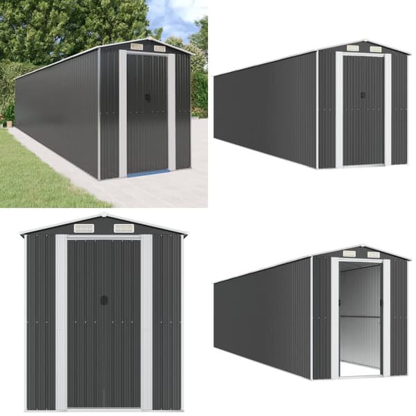 Haveskur 192x855x223 cm galvaniseret stål antracitgrå - Haveskur - Haveskure - Home & Living