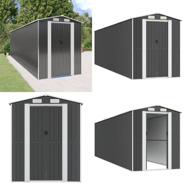 Trädgårdsskjul antracit 192x689x223 cm galvaniserat stål - Trädgårdsbod - Trädgårdsboder - Home & Living