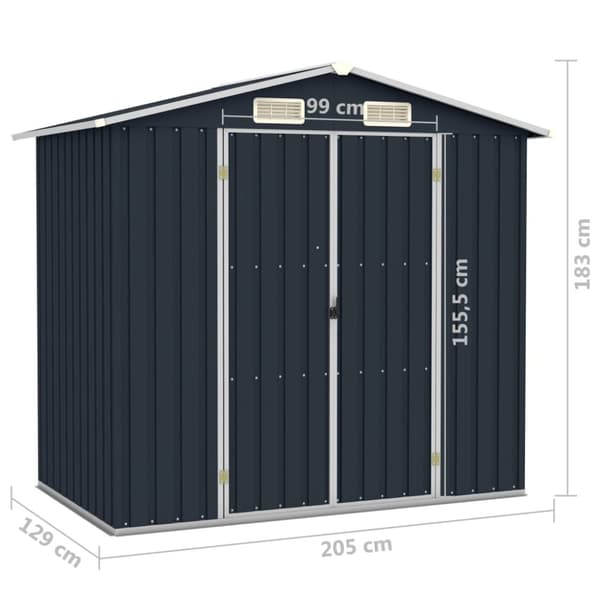 Trädgårdsskjul antracit 205x129x183 cm galvaniserat stål - Trädgårdsbord - Trädgårdsskjul - Home & Living