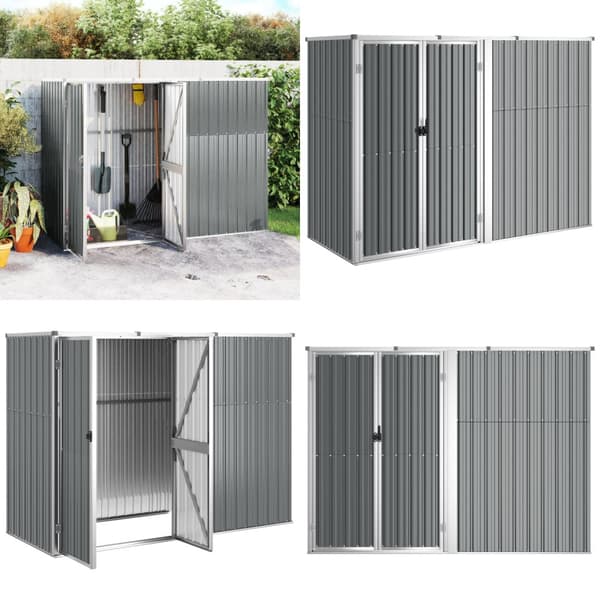 Redskabsskur til haven 225x89x161 cm galvaniseret stål grå - Værktøjsskur - Værktøjsskure - Home & Living