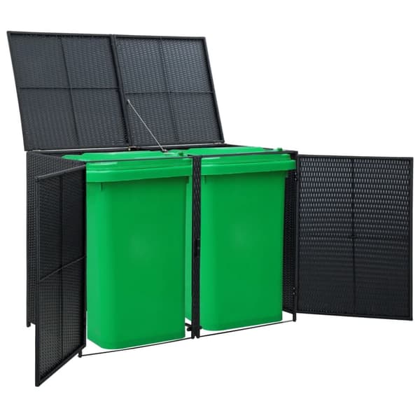Skjul för 2 soptunnor konstrotting 148x80x111 cm svart - Skjul - Soptunneskjul - Home & Living