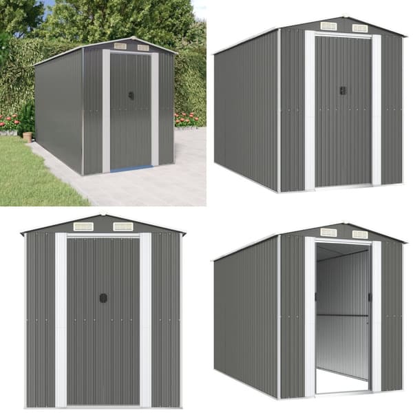 Haveskur 192x357x223 cm galvaniseret stål lysegrå - Haveskur - Haveskure - Home & Living
