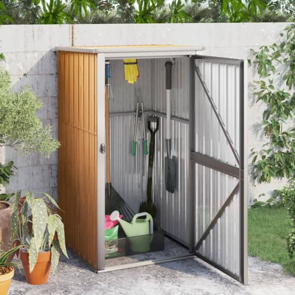 Redskabsskur til haven 88x89x161 cm galvaniseret stål brun - Værktøjsskur - Værktøjsskure - Home & Living