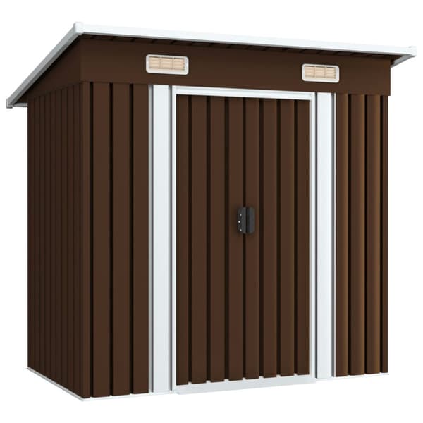 Opbevaringsskur til haven 194x121x181 cm stål brun - Haveskur - Haveskure - Home & Living