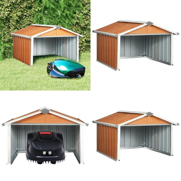 Skjul för robotgräsklippare 92x97x63 cm galvaniserat stål brun - Skjul - Bod - Home & Living