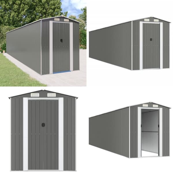 Haveskur 192x855x223 cm galvaniseret stål lysegrå - Haveskur - Haveskure - Home & Living