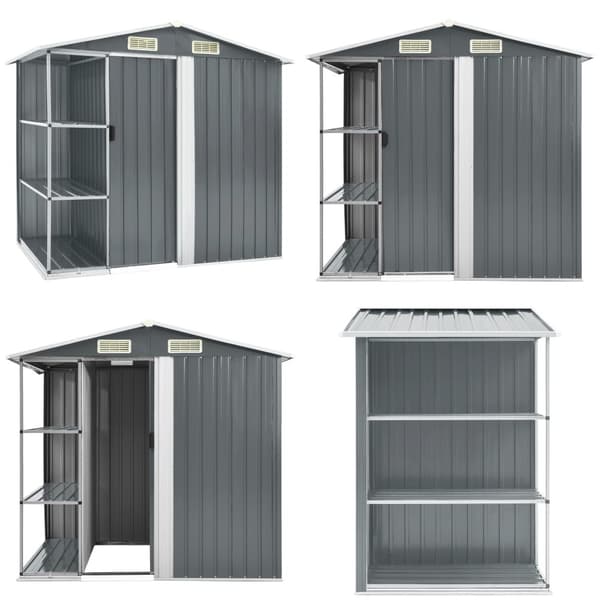 Haveskur med reol 205x130x183 cm jern grå - Haveskur - Haveskure - Home & Living