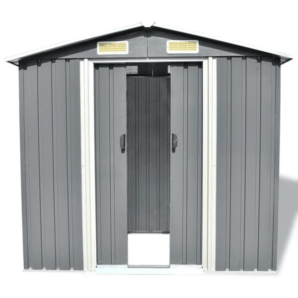 Förvaringsbod i metall grå 204x132x186 cm - Trädgårdsskjul - Trädgårdsbod - Home & Living