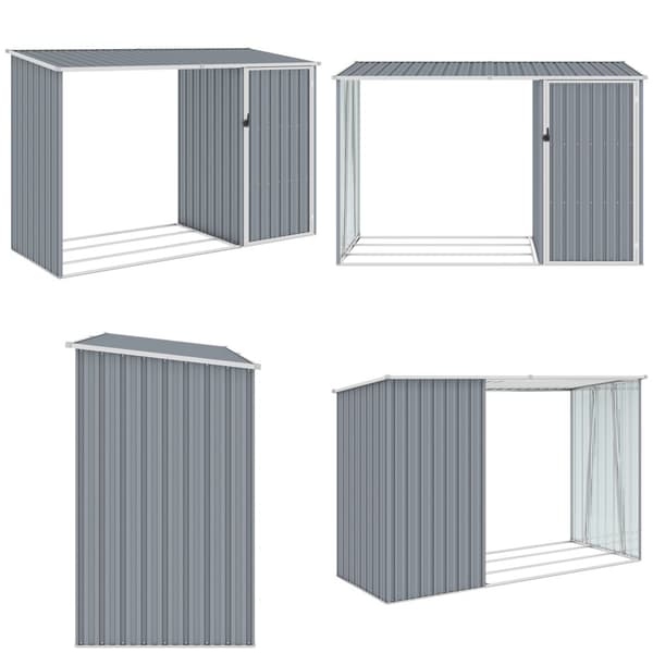 Brændeskur 245x98x159 cm galvaniseret stål grå - Haveskur - Haveskure - Home & Living