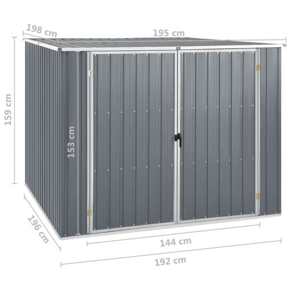 Haveskur 195x198x159 cm galvaniseret stål grå - Haveskur - Haveskure - Home & Living