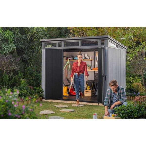 Keter Abri de jardin Artisan 97, hållbar förvaring i väderbeständig resin, Grå - 5,8 - 277x218x226 cm