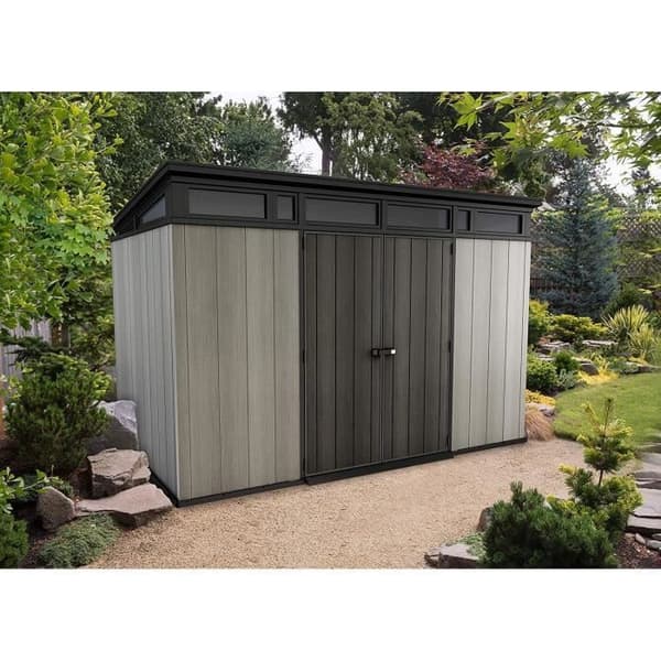 Keter Abri de jardin Artisan 117 samtida design, hållbar förvaring i slitstark plast, Grå - 7 - 340x218x226 cm