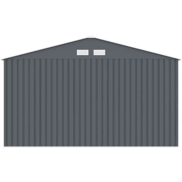 Metal skåp för trädgård 12,99 m² - 340 x 382 x 210 cm - NEPTUNE - Förankringskit inkluderat, 2 skjutdörrar - Grå