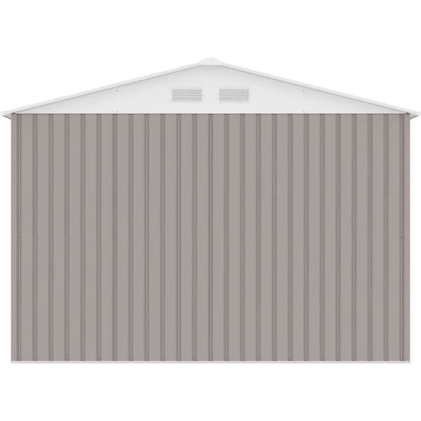 Metallträdgårdsskjul 8,84 m² - 277 x 319 x 202 cm - URANUS - Ankringskit inkluderat, 2 skjutdörrar - Taupe