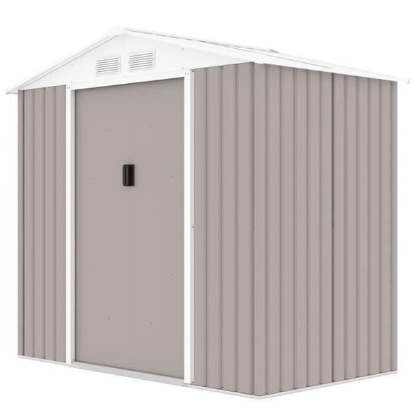 Metallfriluftsrum 2,71 m² - 213 x 127 x 195 cm - PLUTON - Ankarsats ingår, 2 skjutdörrar - Taupe