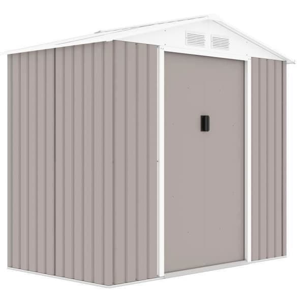 Metallfriluftsrum 2,71 m² - 213 x 127 x 195 cm - PLUTON - Ankarsats ingår, 2 skjutdörrar - Taupe