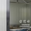 Miniatyrbillede 8 af 10: Rootz Haveskur - Redskabsskur - Opbevaringsskur - Vejrbestandig - 2 vinduer - 2 døre - 238 cm x 132 cm x 198,5 cm - Mørkegrå - Galvaniseret stål