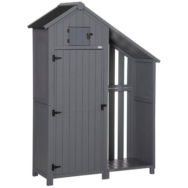 Rootz Haveskab - Udendørs opbevaringsskur - Vejrbestandigt værktøjsskur - Rummeligt interiør - Behandlet massivt træ - 129 cm x 51,5 cm x 180 cm