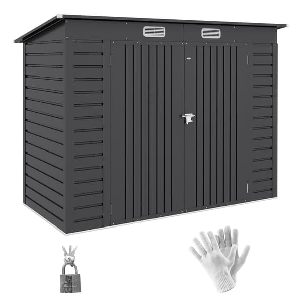 Rootz stålhaveskur - Værktøjsopbevaring - Udendørsskab - Galvaniseret stål - Sikker og organiser - Vejrbestandig - Nem montering - 249 cm x 121 cm x 1