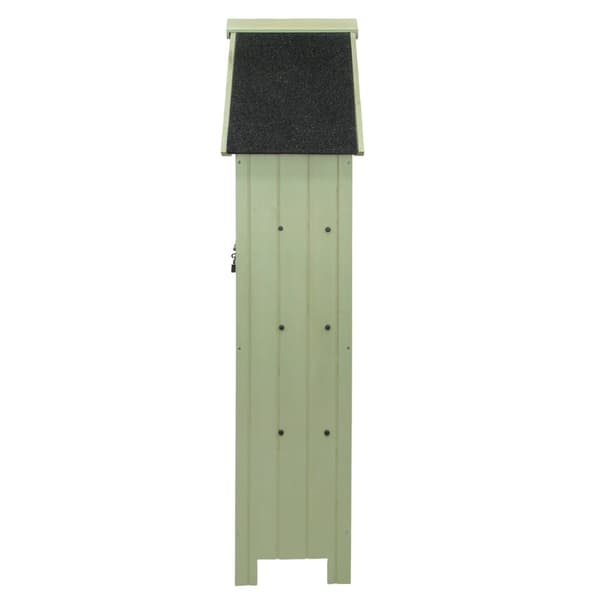 Wooden Garden Storage Shed Tool Organiser Cabinet Beach Hut Sentry Box Lockable Doors 3 Corner Shelves 4 Door Hooks Roof Hatch Padlock 4 Keys Ground F