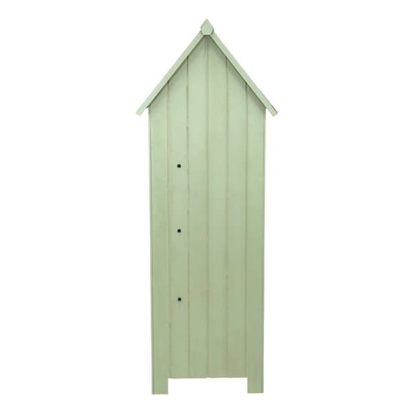 Wooden Garden Storage Shed Tool Organiser Cabinet Beach Hut Sentry Box Lockable Doors 3 Corner Shelves 4 Door Hooks Roof Hatch Padlock 4 Keys Ground F