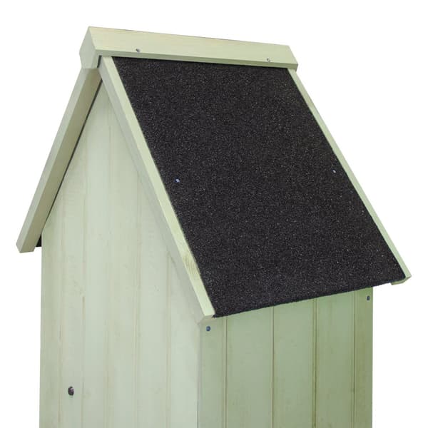 Wooden Garden Storage Shed Tool Organiser Cabinet Beach Hut Sentry Box Lockable Doors 3 Corner Shelves 4 Door Hooks Roof Hatch Padlock 4 Keys Ground F