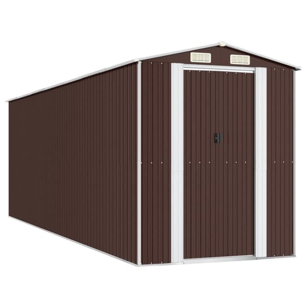 Trädgårdsskjul mörkbrun 192x606x223 cm galvaniserat stål