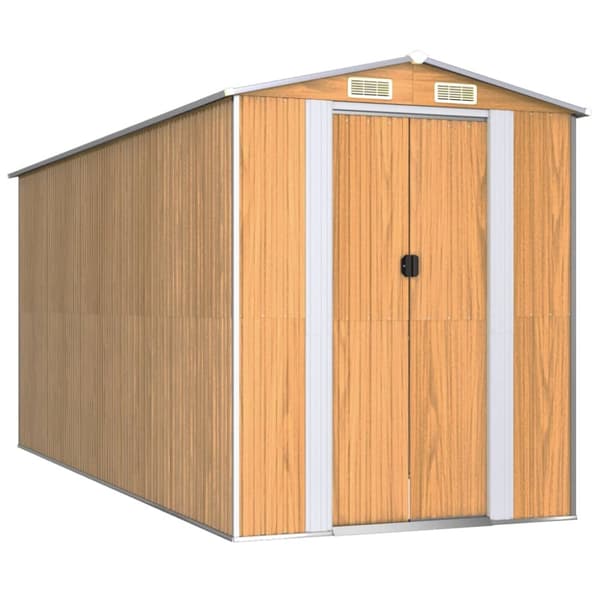 Trädgårdsskjul ljusbrun 192x440x223 cm galvaniserat stål
