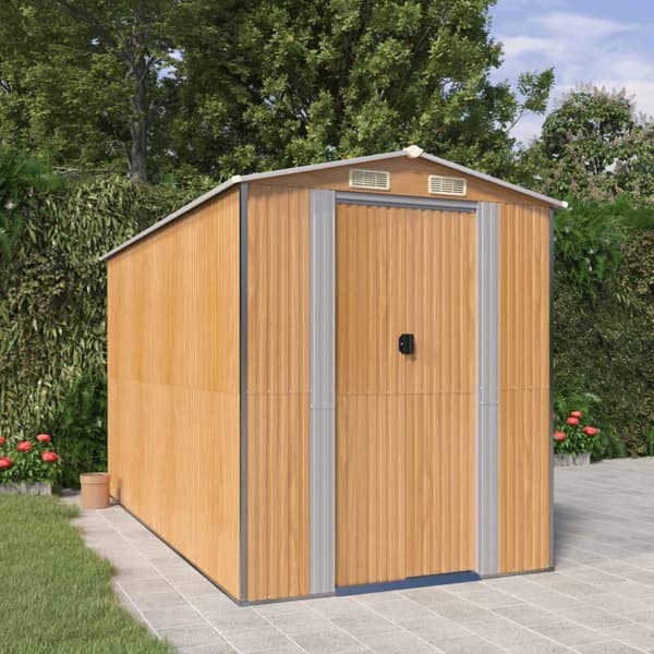 Trädgårdsskjul ljusbrun 192x357x223 cm galvaniserat stål