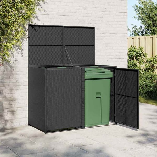Skjul för 2 soptunnor konstrotting 148x80x111 cm svart