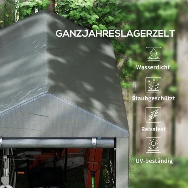 Rootz Verktygsbod - Utomhusförvaring - Cykelskjul - Motorcykelgarage - UV-beständig presenning - Galvaniserat stål - 120cm x 179cm x 165cm