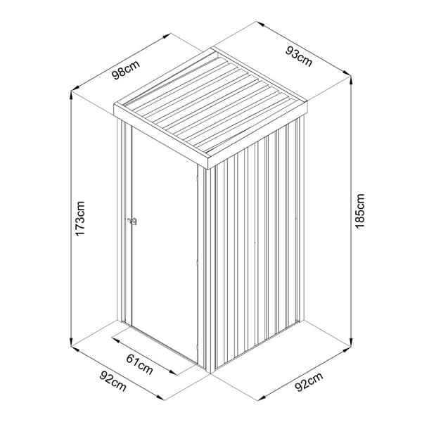 AXI | Trädgårdsskåp Hector, 1300L, 98 x 93 x 185 cm galvaniseret stål | Utomhusskåp, sluttande tak | Lås med 2 nycklar | Trädgårdsskåp