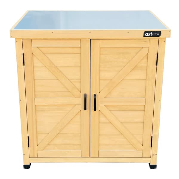 AXI Felix Trädgårdsförvaringsskåp av trä i brunt | Trädgårdsskåp med fast hylla | 80 x 45 x 93 cm