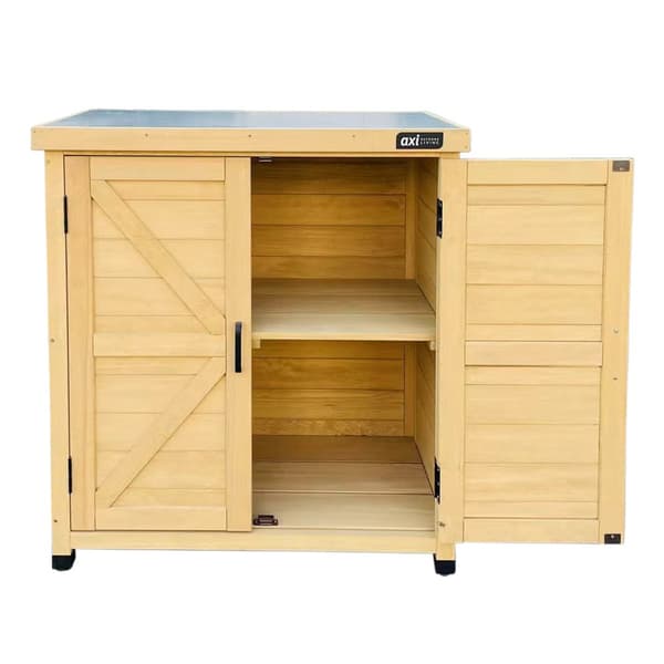 AXI Felix Trädgårdsförvaringsskåp av trä i brunt | Trädgårdsskåp med fast hylla | 80 x 45 x 93 cm