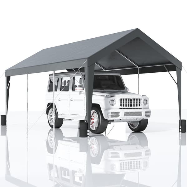 10 x 20 ft kraftig carport med 8 förstärkta stänger och 4 viktväskor, bilkapell, bil garagetält, snabb och enkel montering