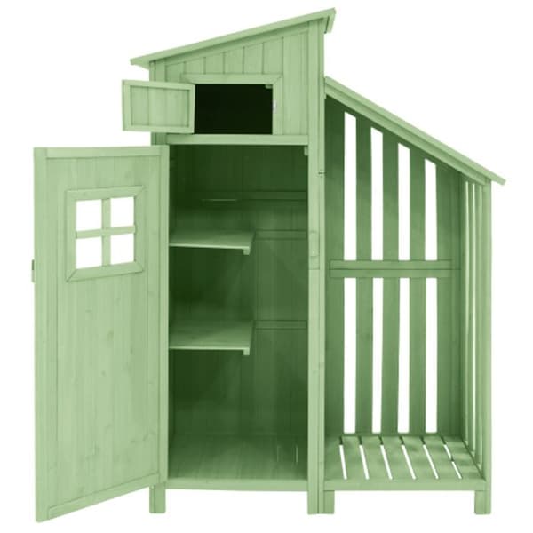 LxLxH : 124x46 cm, LxLxH : 124x46x174 cm, även för små trädgårdar, grön, (träskåp, 1 styck, trädgårdsskjul)