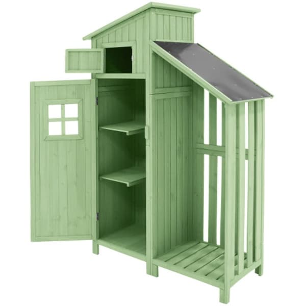 LxLxH : 124x46 cm, LxLxH : 124x46x174 cm, även för små trädgårdar, grön, (träskåp, 1 styck, trädgårdsskjul)