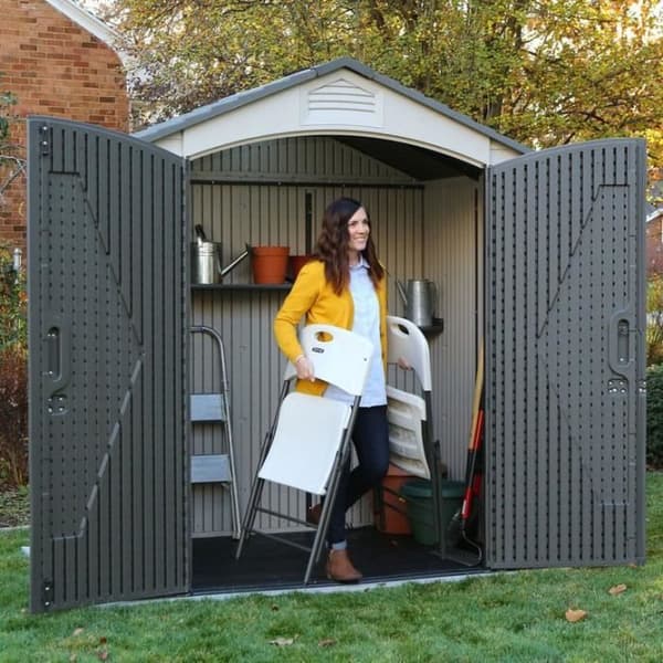 Trädgårdsskjul - Lifetime - 2,13 x 1,37 m - PVC - Rostfritt stål - Halkfri golv