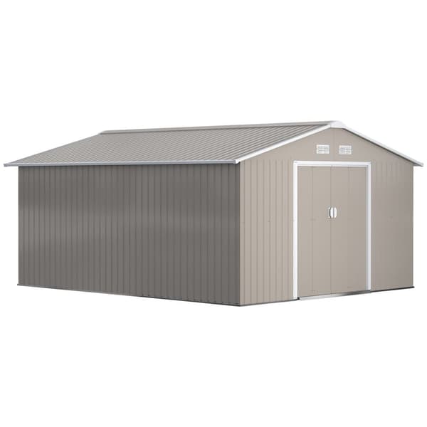 Rootz Tool Shed - Weatherboof Garden Shed - Udendørs opbevaring - Ventileret stålskur - 340 cm x 386 cm x 200 cm