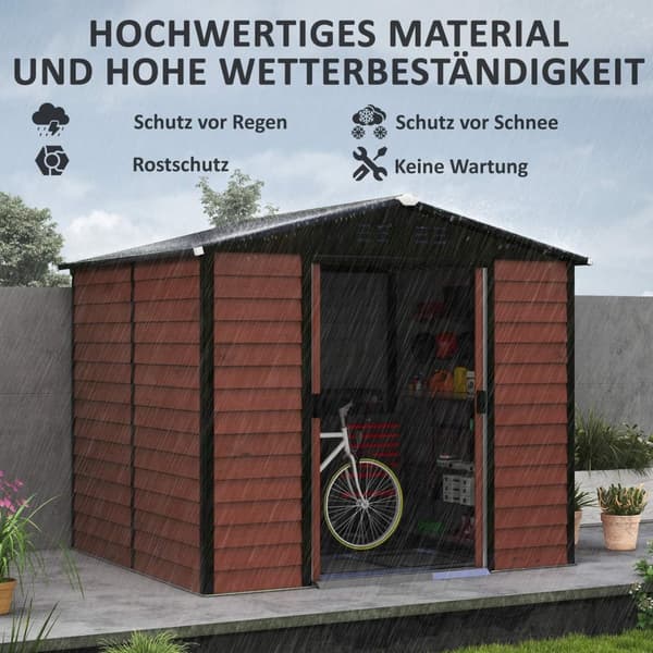 Rootz Metal Tool Shed - Garden Storage - Lockable ToolSheD - Weatherboof & Rustproof - 240 cm x 206 cm x 198cm