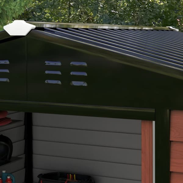 Rootz Metal Tool Shed - Garden Storage - Lockable ToolSheD - Weatherboof & Rustproof - 240 cm x 206 cm x 198cm