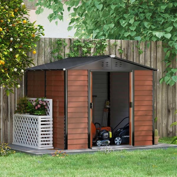 Rootz Metal Tool Shed - Garden Storage - Lockable ToolSheD - Weatherboof & Rustproof - 240 cm x 206 cm x 198cm