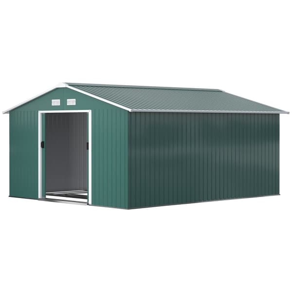 Rootz Weatherproof Garden Tool Shed - Lagringshus - utomhusskjul - Utmärkt ventilation - 340 cm x 386 cm x 200 cm